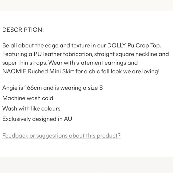 MESHKI Dolly Faux Leather Crop Top M - Picture 11 of 11